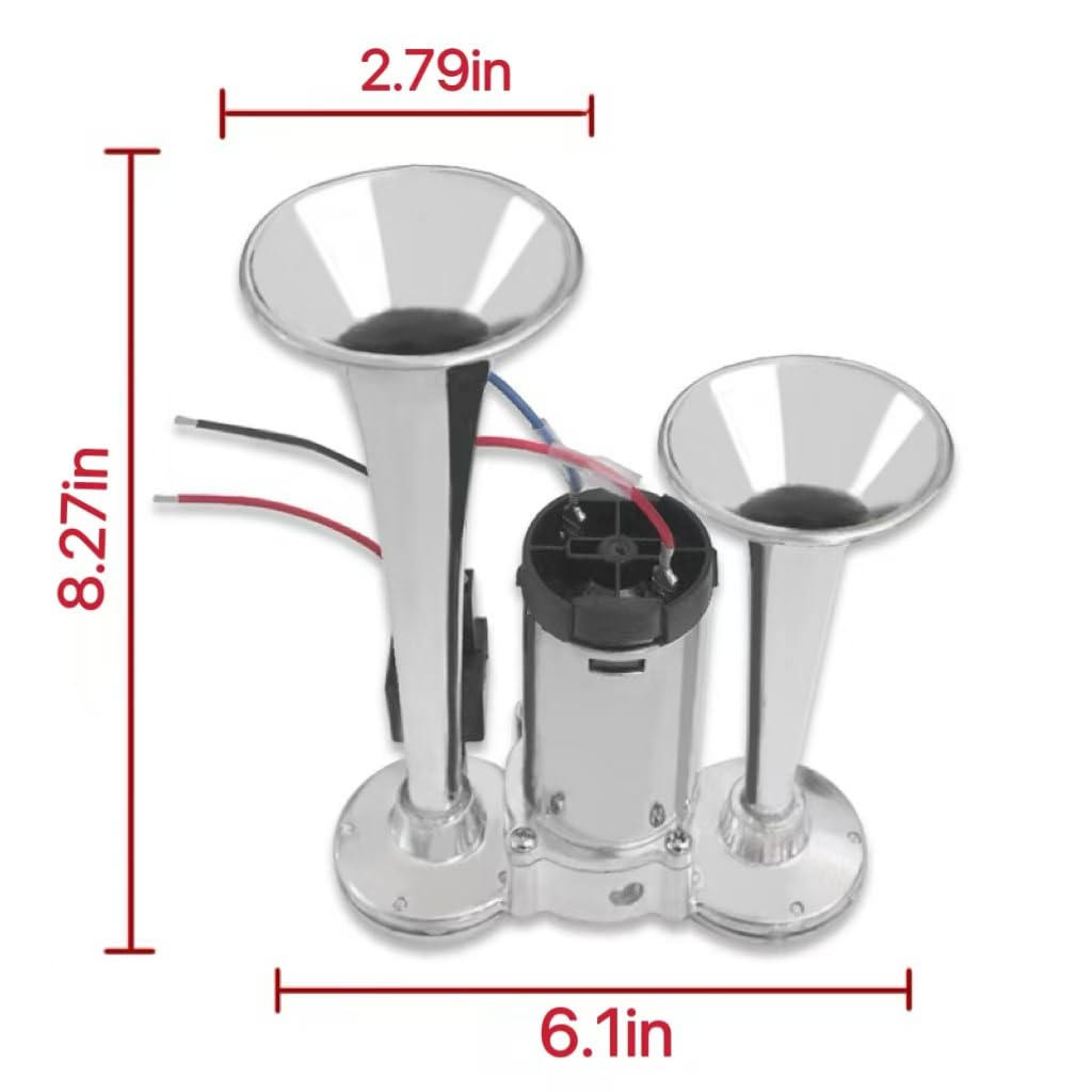 600DB Super Loud Dual Electric Air Horns Kit for Vehicles - With Compressor, 12V Waterproof Air Horns Replacement Kit, Car, Motorcycle, Truck, SUVs, Truck, Boats ?Automotive Accessories Universal for