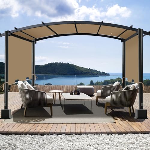 85\"x 208\" Universal Pergola Shade Cover, Garden Shade Replacement for 17x7.4 Ft Outdoor Pergola Structure, Patio Gazebo Canopy, Porch, Balcony Waterproof Top (Cover Only, Khaki) - Thumbnail 7