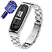 Produktbild XIHAMA für Xiaomi Mi Band 3 / Mi Band 4 Armband, Edelstahl Ersatzarmband ersatzband Metall Armband für Männer und Frauen (Three Bead, Silber)