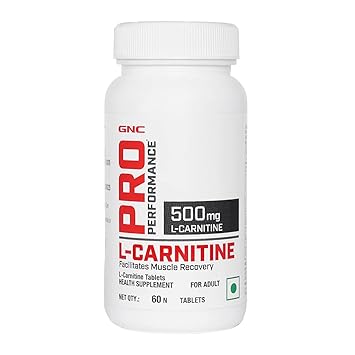 GNC Pro Performance L-Carnitine Tablets - 500mg | 60 Veg Tablets | Facilitates Fat Metabolism & Muscle Recovery | Aids Weight Loss & Management | Boosts Energy & Supports Heart Heart | USA Formulated - image, photos