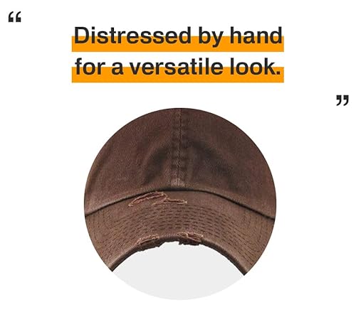 Kbethos Vintage Washed Distressed Cotton Dad Hat Baseball Cap Adjustable Polo Trucker Unisex Style Headwear (Vintage) Brown Adjustable #TOP4