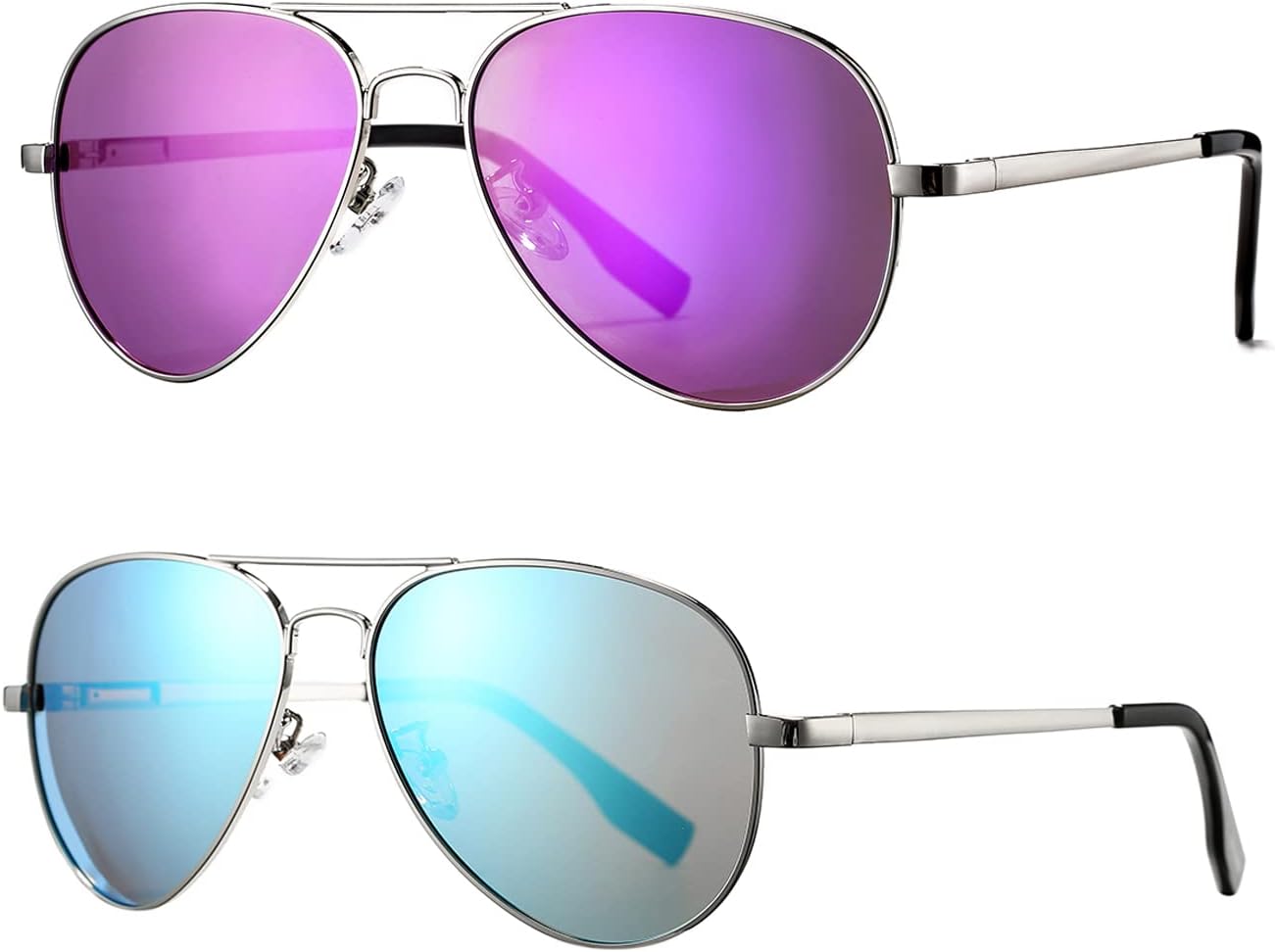 HJSTES Polarized Aviator Sunglasses for Women Men Classic Metal Shades Mirror Lens 100% UV Blocking, 58mm