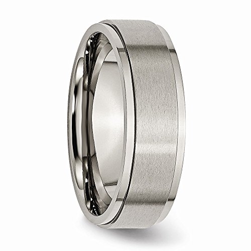 Sonia Jewels Titanium Ridged Edge 7mm Brushed and Polished Wedding Band4