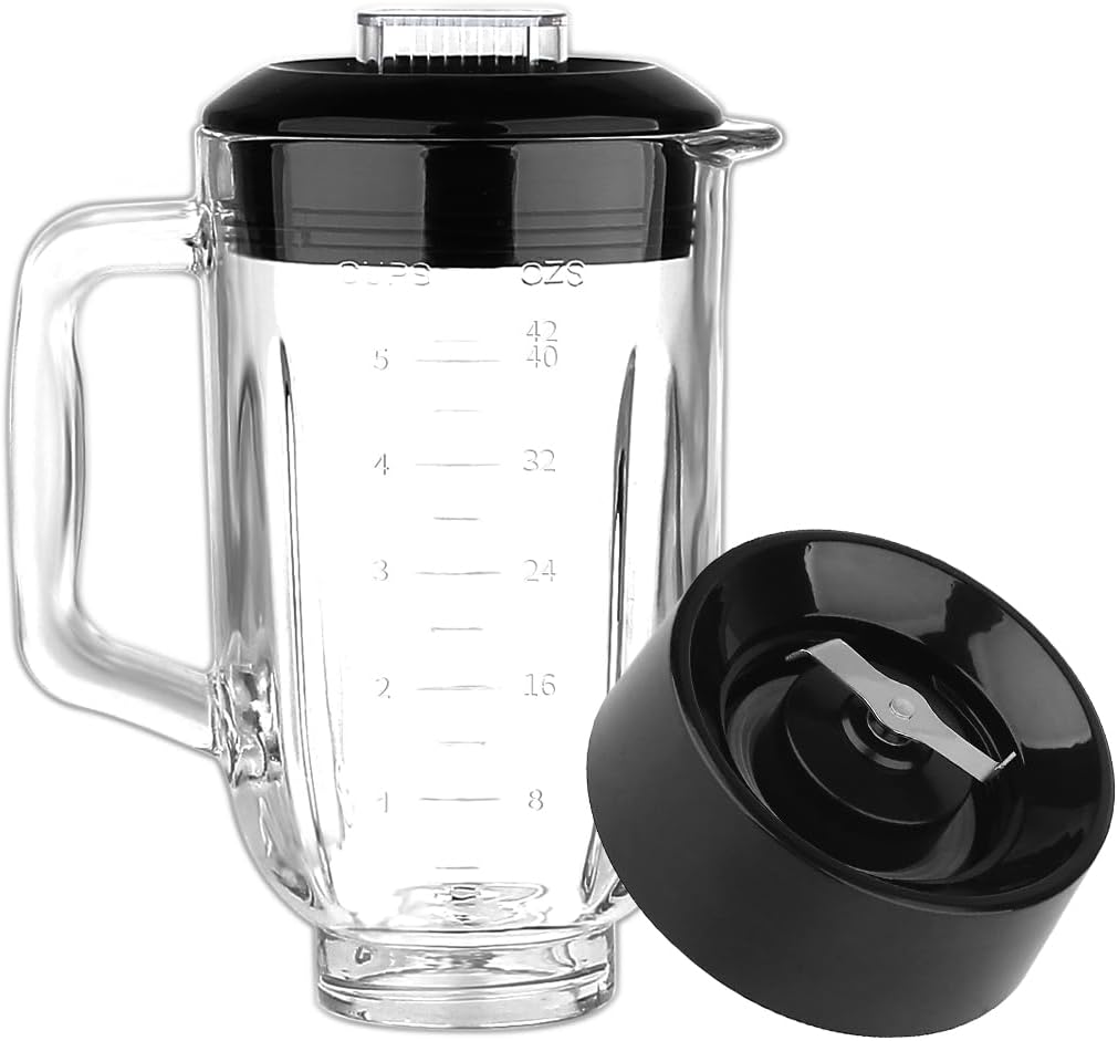 Replacement Parts Glass Jar with Blade Assembly,Compatible with Black&Decker Blender BL1110RG BL1230SG BL1830SGM