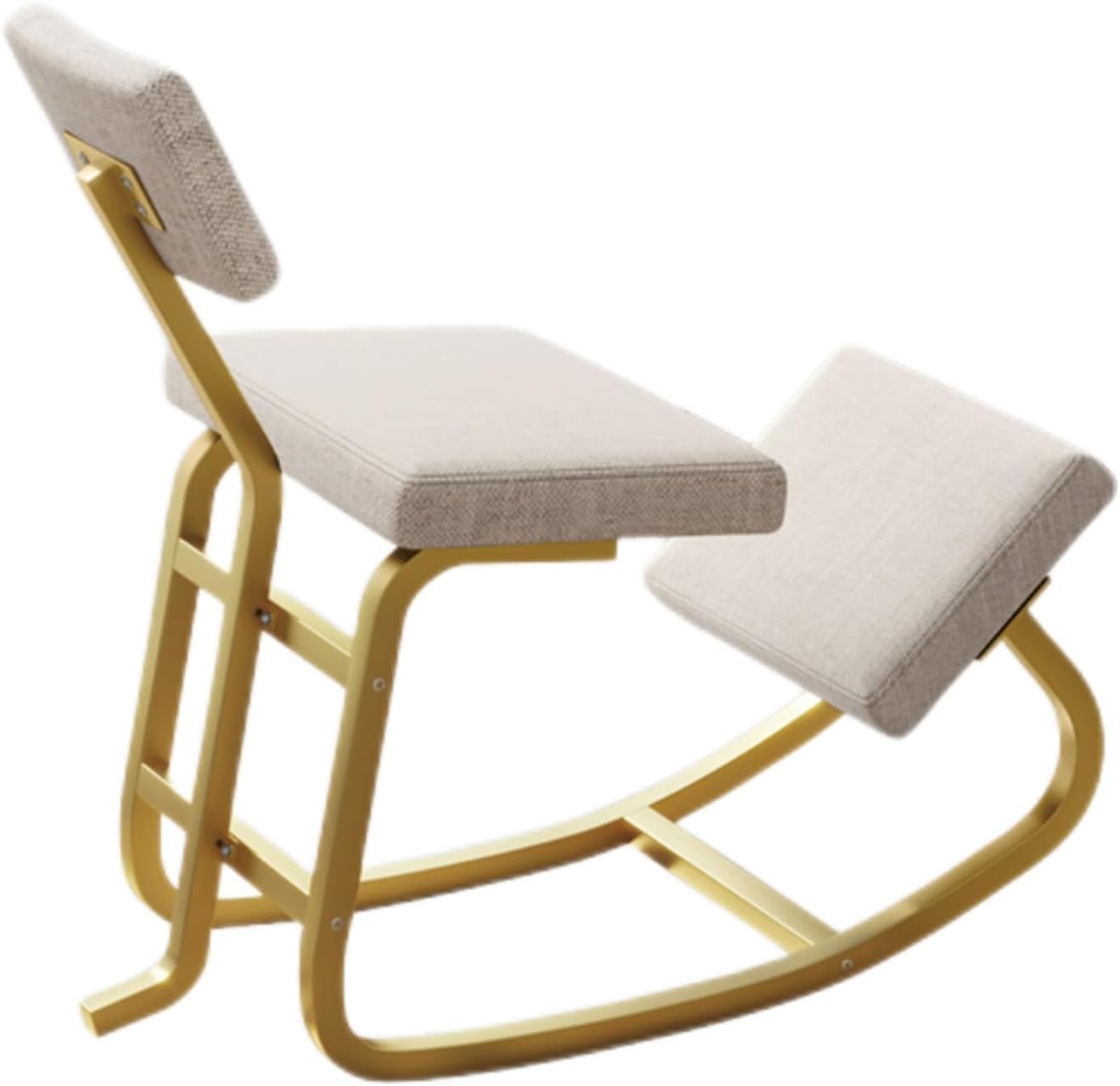 Office Kneeling Chair,Ergonomic Posture Chair with Backrest and Knee Pads,Iron Kneeling Desk Chair,Improve Your Postures,for Home(Gold Frame+Color 4)