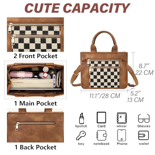 Checkered Crossbody Bag Vegan Leather Shoulder Purse Plaid Slouchy Tote Handbags for Women4