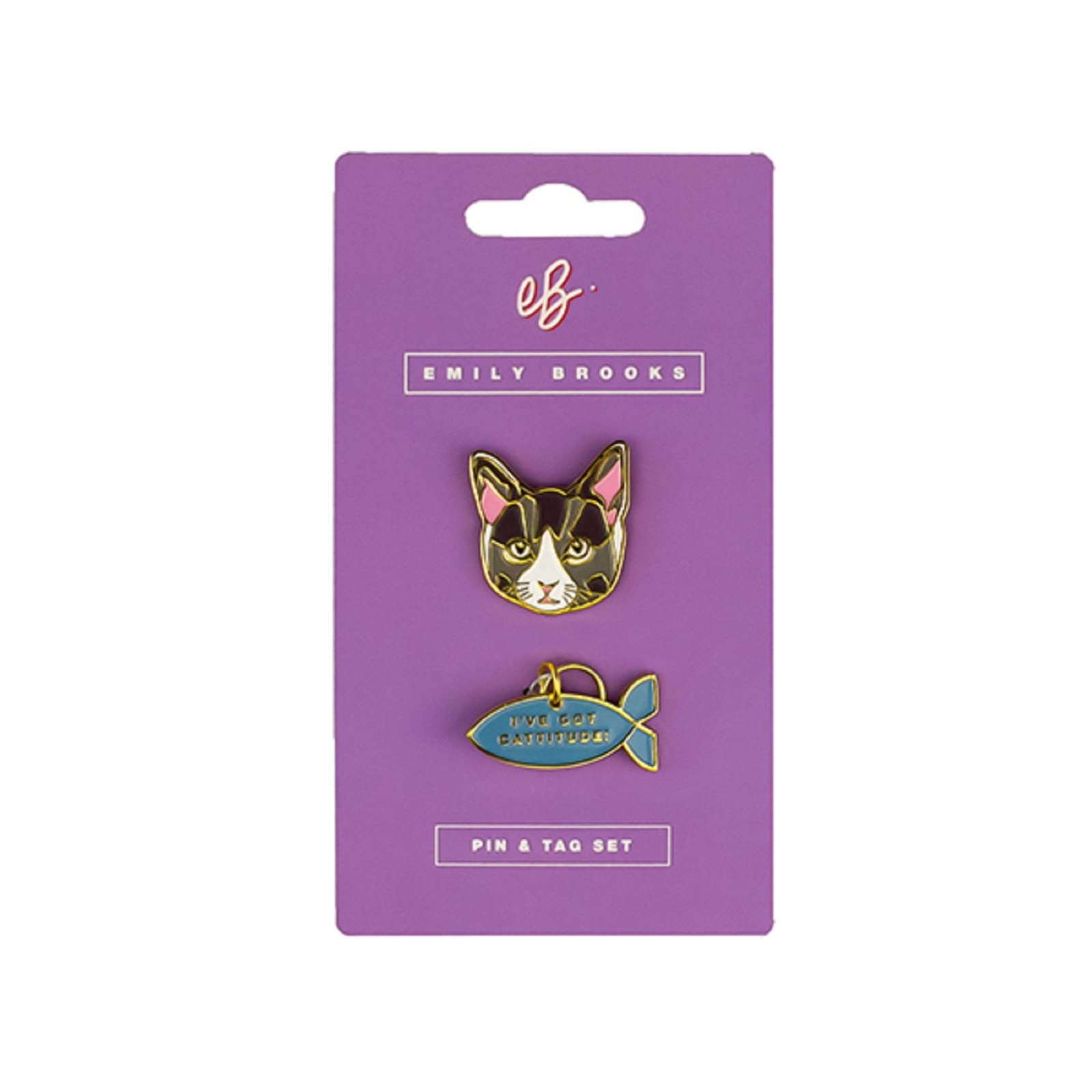 Emily Brooks Cat Pin and Tag Set