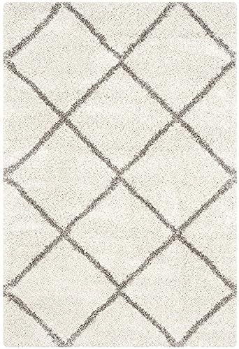 Image of Modern Premium Shaggy Fur Rectangular Rugs And Carpets For Living Room, Bedroom, Office, Area Rug (8X10 Feet, Ivory & Grey)