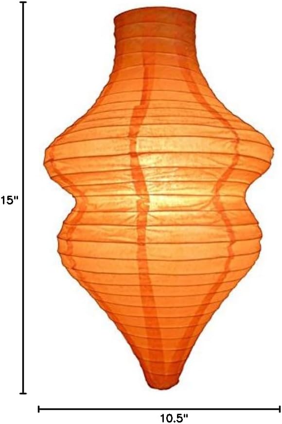 PaperLanternStore.com Orange Beehive Paper Lantern (10 Pack), 10.5-inch x 15-inch