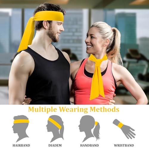Image of ONUPGO 18Pcs Head Ties for Men Women, Adjustable Headbands Sports Sweatband Ninja Ties Head Band, Sweat Wicking Workout Headband for Sports, Running, Tennis, Yoga, Soccer, Karate
