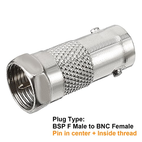 uxcell Adaptador Conector BSP F Macho a BNC Hembra Plateado miniatura 2