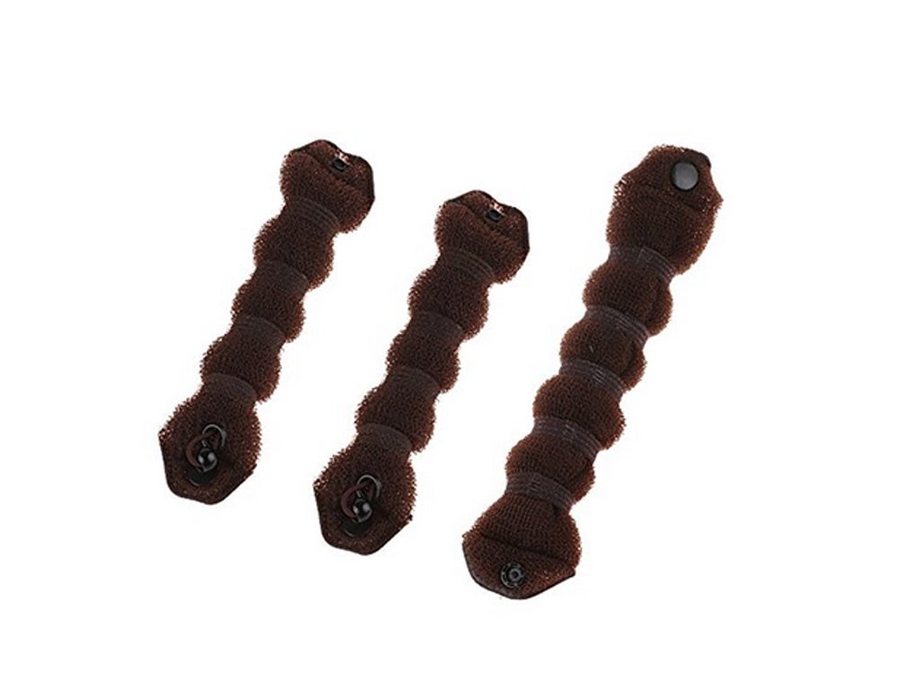 erioctry (Brown) - Women Lady Girls Magic Hair Styler Hair Twist Buds Sponge Hot Hair Donut Bun Ring Styling Maker (1 large+2 small) (Brown)