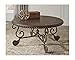 Signature Design by Ashley Rafferty Ornate Round Coffee Tabe with Decorative Metal Detail, Dark Brown