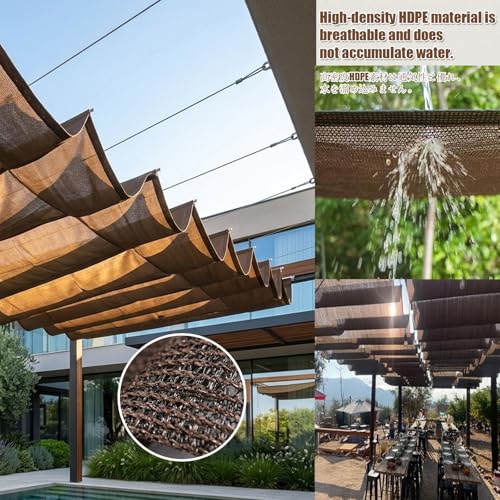 Auvent ondulé rétractable maille HDPE pare-soleil terrasse 18m