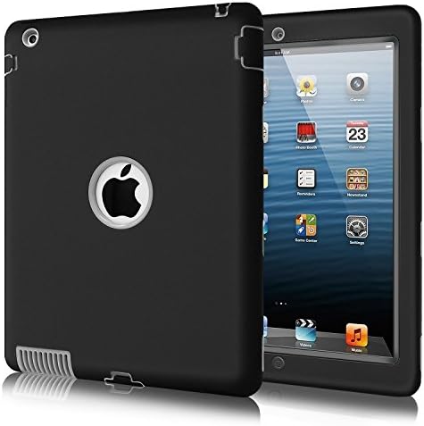 iPad 4 case, iPad 3 Case, iPad 2 Case,Fingic iPad 4 Case Rugged 3 in 1 Hybrid Heavy Duty Shock-Absorption Scratch-Resistant Protective Case for iPad 2/3/4,Gray/Black