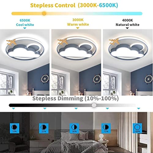 Plafonnier acrylique dimmable 55W télécommandé à intensité variable pour chambre - 4