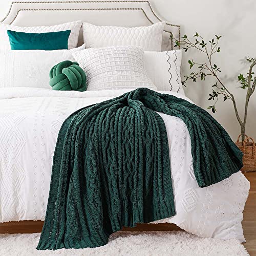 Battilo Dark Green Christmas Throw Blanket For Couch, Woven Chenille Knit Throw Blanket 51" X 67" Super Soft Decorative Textured Blanket For Bed, Sofa And Living Room #TOP7