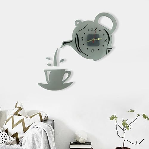 Miniatura 8 de VILLCASE Molde para reloj de tetera, moldes de goma de silicona, decoración para colgar en la pared, posavasos de silicona, 1 juego de taza de café