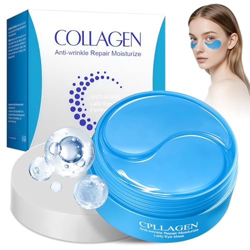 Parches Ojos Bolsas y Ojeras,60 Piezas Eye Pads de Colágeno con ácido Hialurónico,Reducir Bolsas y Atenuar Ojeras,Hidratantes e Iluminadoras,Intensive Eye Patch