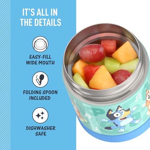 Image of THERMOS FUNTAINER Insulated Food Jar, 10 Ounce, Kid Friendly Food Jar with Foldable Spoon, Bluey