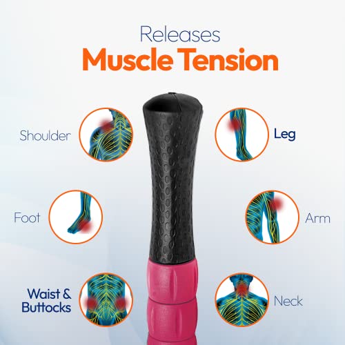 Oasis Massage Roller Stick - 14 Inches Muscle Roller For Muscles Deep Tissue Myofascial Release, Manual Massage Sticks For Muscle Recovery & Physical Therapy - Black/Crimson #TOP29