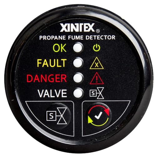 Fireboy-Xintex Propane Fume Detector w/Plastic Sensor & Solenoid Valve - Black Bezel Display