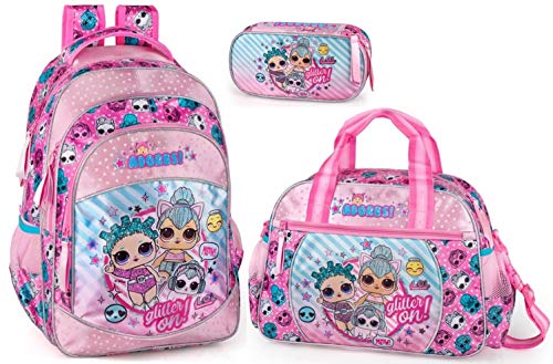 Preisvergleich Produktbild LOL Surprise Rucksack Sporttasche Federmäppchen Mädchen Schulrucksack Trainingstasche Mäppchen L.O.L. Puppen