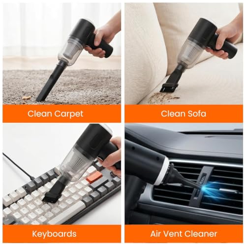 Image of kitchen gizmo Portable 3-in-1 Car Vaccum Cleaner with Blower, USB Rechargeable, Black, Wireless Handheld Mini Design, Strong Suction, Washable HEPA Filter for Car, Home, Travel (Multi)