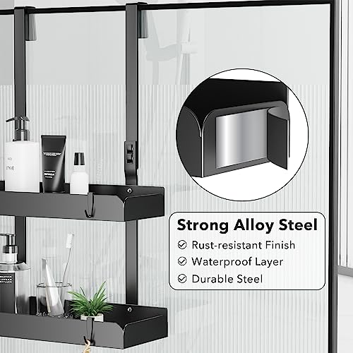 PICKPIFF Duschregal Ohne Bohren Duschablage Zum Hängen Badezimmer Organizer Shampoo Halterung Dusche Duschkorb Halterung Shower Shelf Mit 4 Haken Edelstahl 55.5x31.5x10.5 cm
