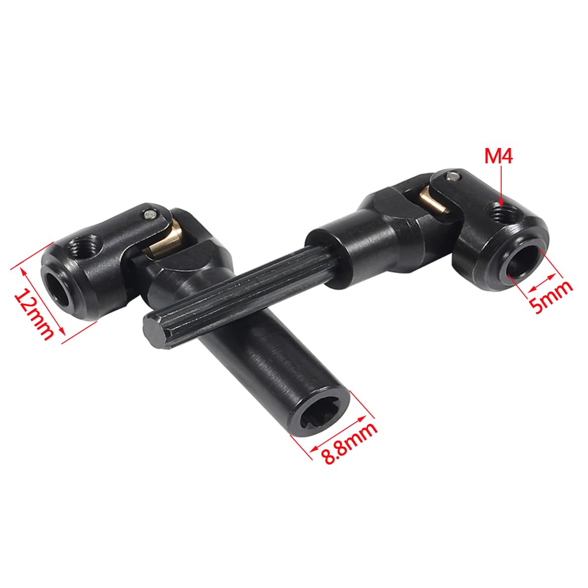 1/10 RC Drive Shaft,1Pcs Internal Spline Metal Drive Shaft Universal Joint Driveshaft for 1/10 RC Crawler TRX4 SCX10 Gladiator TF2 D90 YK4082 104311 (96-143MM)