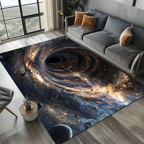Tapis de sol trou noir nébuleuse avec motif 3D moderne ultra résistant