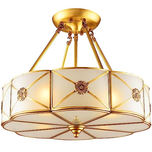 Plafonnier semi-encastré luminaire laiton bronze chambre salon cuisine