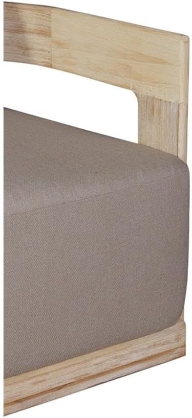 Pemberly Row Outdoor Solid Teak Wood Sofa, Natural Finish, Gray Cushions, Weather-Resistant, Durable and Comfortable Seating, Sleek Design Patio, Garden, Deck Furniture