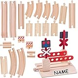 21 tlg. XL - Schienenset / Erweiterungsset _____ Schienen & Zubehör ___ + Bahnübergang, mit 2 beweglichen Schranken, 2 Andreaskreuzen und großen Ampeln ___ aus Holz