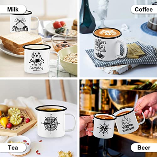 Lianyu Enamel Travel Camping Mug Set, 16 Ounce Coffee Tea Mugs Set Of 6, Vintage Mug Drinking Cup Set For Outdoor And Indoor, Portable & Easy Clean, White #TOP1