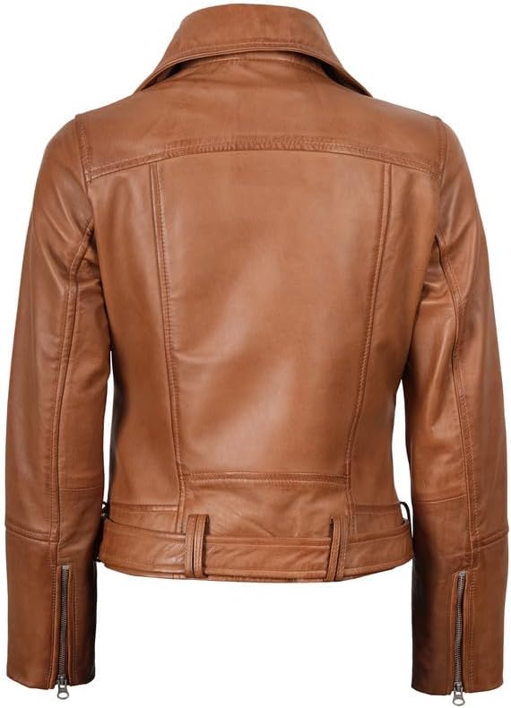 Blingsoul Leather Jacket Women - Real Lambskin Leather Asymmetrical Style Leather Jackets For Womens - Image 4
