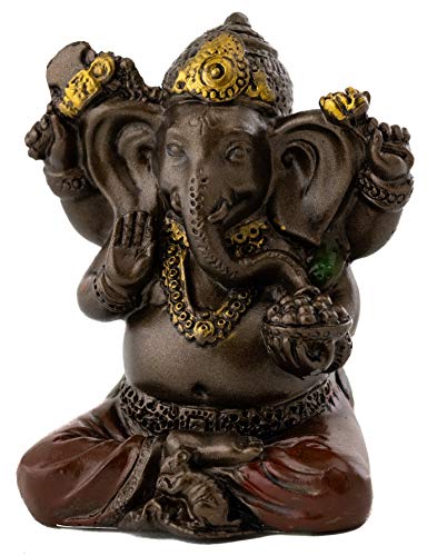 Top Collection Mini Ganesh Statue - Ganesha Lord Of Success Sculpture In Premium Cold Cast Bronze With Colored Accents - 2-Inch Collectible New Age Hind God Figurine (Sm. Ganesh) #TOP1