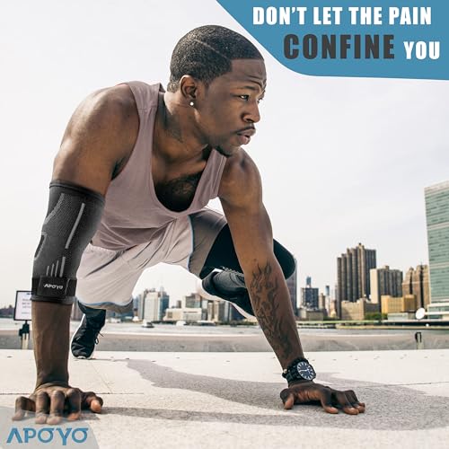 Image of APOYO Tennis Elbow Brace for Women & Men, Workout and Everyday Use (XXL) | Elbow Compression Sleeve for Arthritis, Tendonitis, Tennis Elbow & Golfers Elbow, Reduce Joint Pain During Fitness Activity