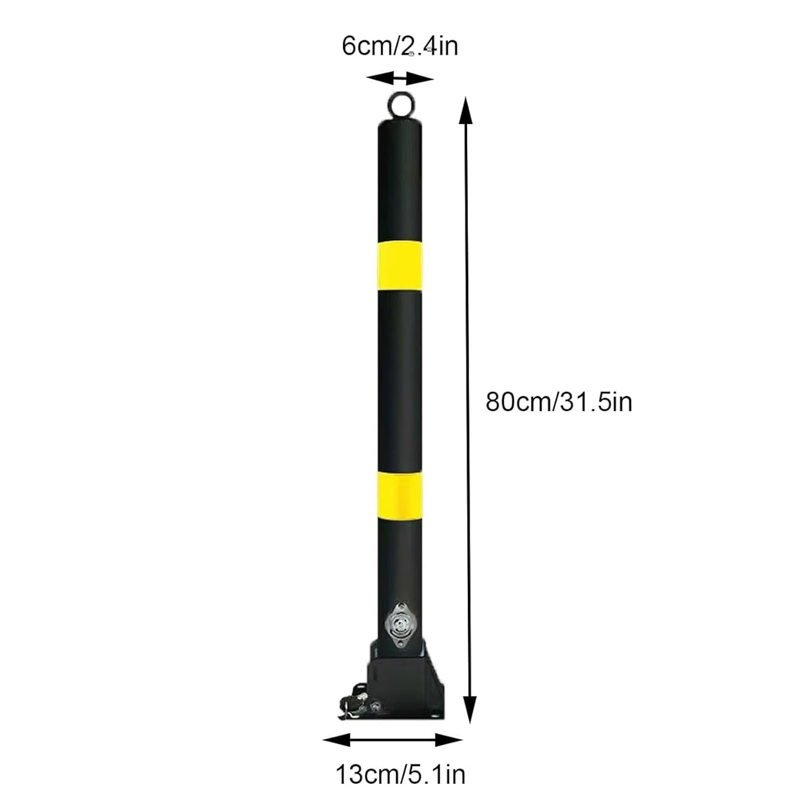 Genérico Bolardo de Seguridad Plegable de Acero con Cerradura y Tira Reflectante, Barrera de estacionamiento de Alta Resistencia, Poste delimitador de tráfico para protección de entradas de vehículos
