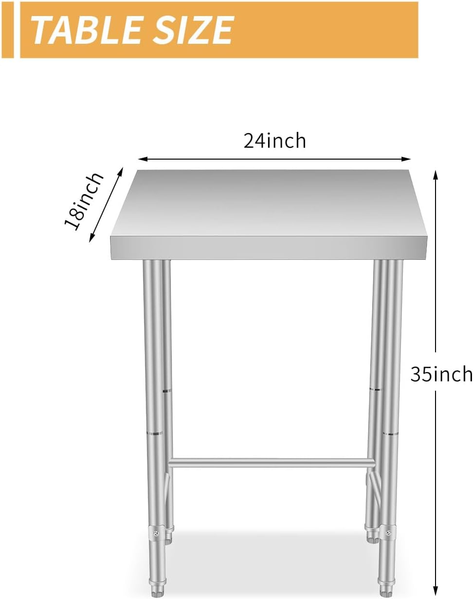 GRAVEE Stainless Steel Work Table NSF Commercial Prep Table with Casters