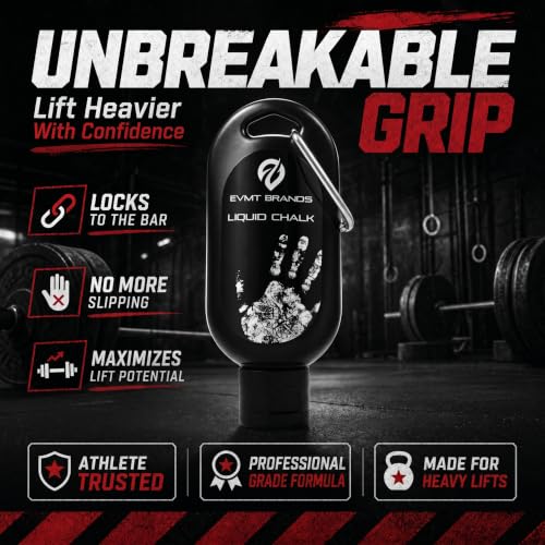 Image of EVMT Brands Liquid Chalk, Mess Free Gym Chalk for Weightlifting, Gymnastics, Rock Climbing, Dancing. Sweat Resistant and Long Lasting for Stronger Grip.