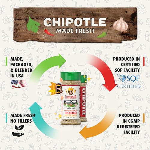 Image of Chipotle Seasoning Mix by Flavor God - Premium All Natural & Healthy Spice Blend for Grilling Chicken, Beef, Seafood, Vegetables, Salad, Tacos, Pizza, & Pasta - Kosher, Gluten-Free, Dairy-Free, Vegan, Keto Friendly
