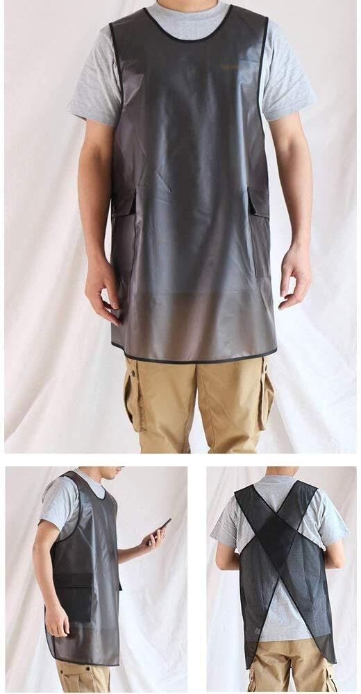 Chef Aprons for Men Women with ，Aprons with Pockets Waterproof Transparent Apron Environmentally Friendly Kitchen Baking Pet Shop Work Apron Apron ﻿(Black)