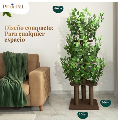 Miniatura 2 de Arbol Rascador Con Hojas Compacto Y Estable Para Gatos Grandes 4 Niveles Para Trepar, Rascar Y Descansar Hojas Seguras Fácil Montaje Materiales Resistentes Y Aptos Para Mascotas 160cm