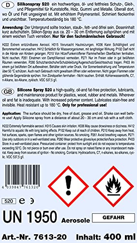 Gummipflege Silikonspray S20 400 ml für Autoschutz und Schmierung