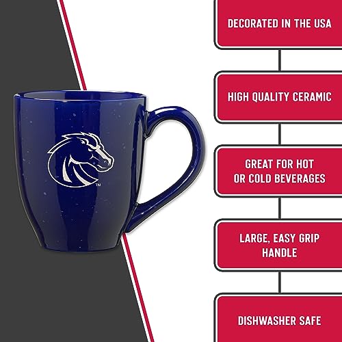 Image of Rico Industries NCAA Boise State Broncos Royal Blue Personalized 16 oz Team Color Laser Engraved Speckled Ceramic Coffee Mug