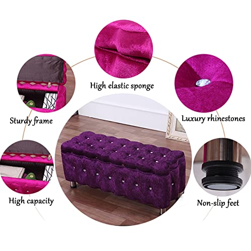 Banc de rangement ottoman de luxe en velours noir moderne