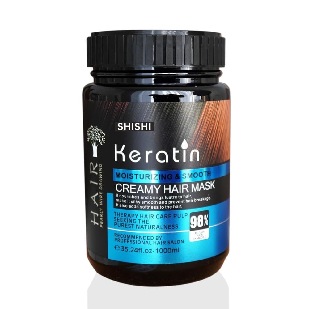 GEETA SWACHH Keratin MOISTURIZING & SMOOTH CREAMY HAIR MASK 1000 ML For Intense Damaged Hair Repair - Salon Like Hair Spa at Your Home - For Dry & Damaged Hair-image-4