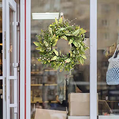 Sasuka 22" Spring Green Wreath For Front Door, Artificial Handcraft Greenery Wreaths,Branches With White Berry,Summer Wreath For Festival Wall Window Porch Patio Garden Farmhouse Decor #TOP3