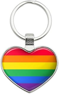 Rainbow Pride Gay Lesbian Contemporary Keychain Heart Love Metal Key Chain Ring